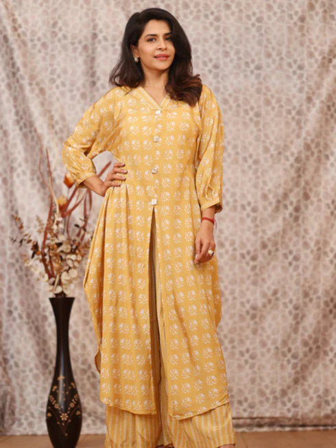 YELLOW SLIT COORD SET