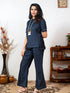 NAVY BLUE COORD SET WITH NECK PIECE
