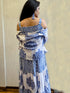 WHITE BLUE SHIRT DRESS