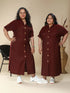 Elegant Maroon Cotton Linen Dress for Women Effortless Style for Every Occasion