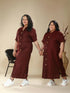 Elegant Maroon Cotton Linen Dress for Women Effortless Style for Every Occasion
