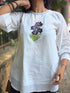 White Embroiderd bell Sleeve Cotton Top