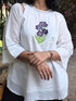 White Embroiderd bell Sleeve Cotton Top