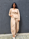 Beige Cotton Co-ord Set with Back Embroidered Patchwork