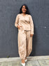 Beige Cotton Co-ord Set with Back Embroidered Patchwork
