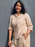 Beige Cotton Co-ord Set with Back Embroidered Patchwork