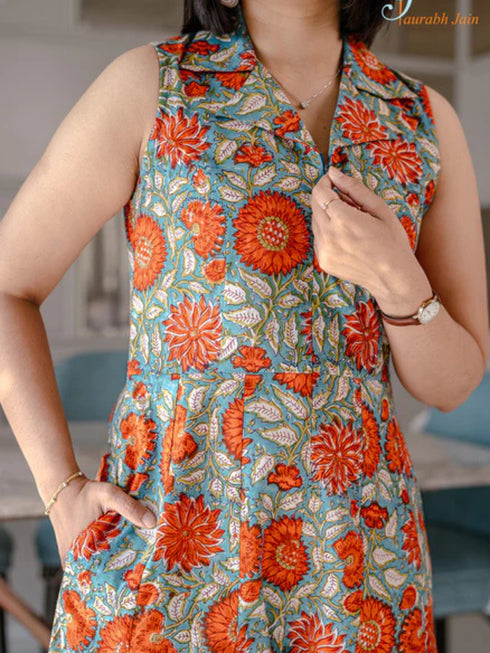 ORANGE JAIPURI JUMPSUIT