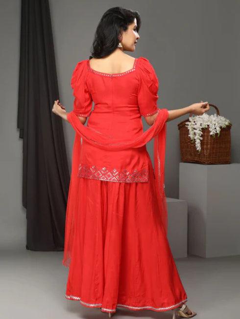 RED KALI PANT/KURTI SET