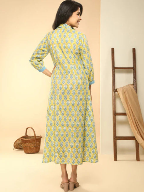 BLUE YELLOW JACKET DRESS
