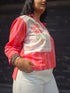 Pink Floral Embroidered Shirt For Women