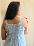 Blue Printed Midi Dress with Striped Shirt