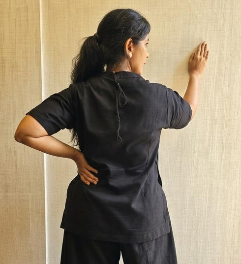 JET BLACK CO-ORD SET WITH NECKPIECE