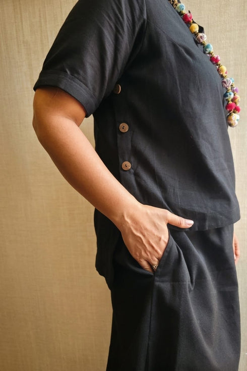 JET BLACK CO-ORD SET WITH NECKPIECE