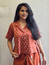 RUST ORANGE COTTON BLOCK PRINT CO-ORD WITH DRAPE KNOT SKIRT