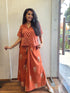 RUST ORANGE COTTON BLOCK PRINT CO-ORD WITH DRAPE KNOT SKIRT
