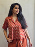 RUST ORANGE COTTON BLOCK PRINT CO-ORD WITH DRAPE KNOT SKIRT
