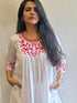 White Cotton Embroidered Kurta Set with Tulip Pants