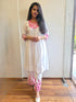 White Cotton Embroidered Kurta Set with Tulip Pants