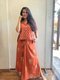 RUST ORANGE COTTON BLOCK PRINT CO-ORD WITH DRAPE KNOT SKIRT