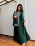 Emerald Green Embroidered Kurta Set with Sharara & Dupatta