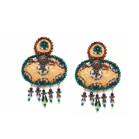 Teal Blossom Artisan Earrings