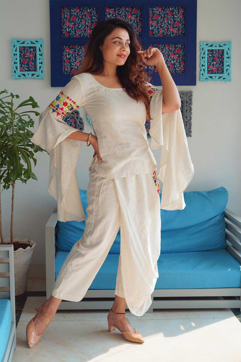 OFFWHITE DRAPE PANT/TOP