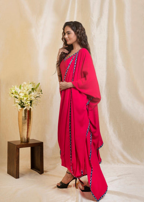 PINK KAFTAN SAREE