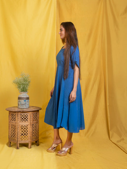 BLUE PLEAT DRESS
