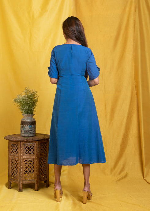 BLUE PLEAT DRESS
