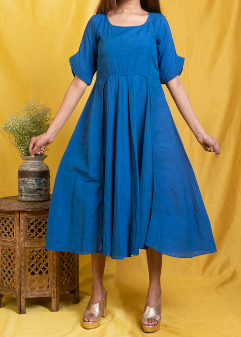 BLUE PLEAT DRESS
