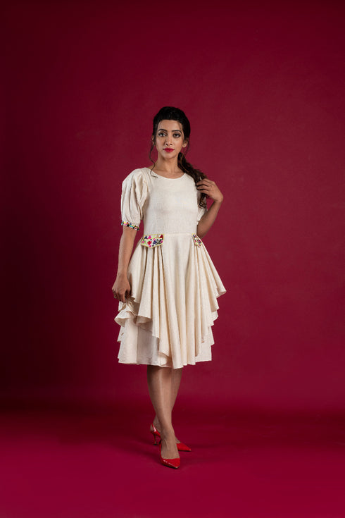 OFF WHITE FLAIR DRESS