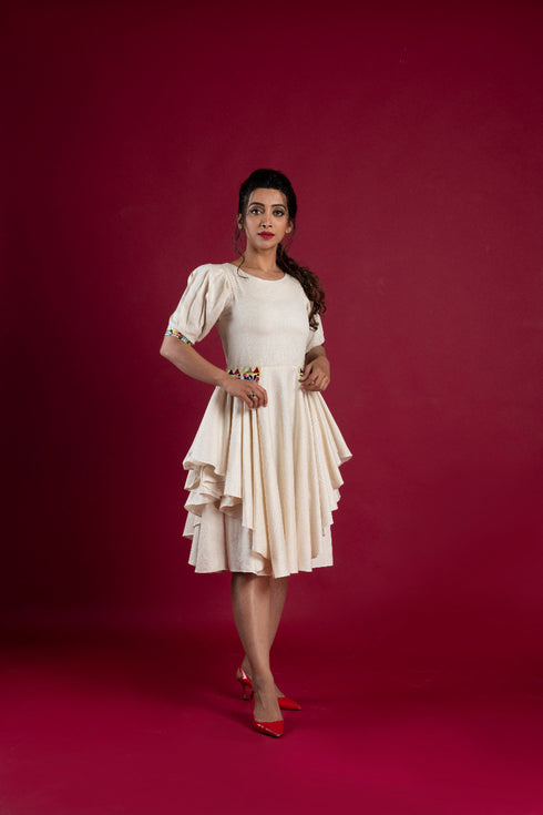 OFF WHITE FLAIR DRESS