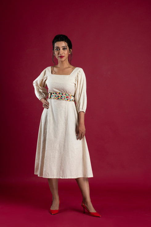 OFF WHITE A LINE DRESS WITH BELT