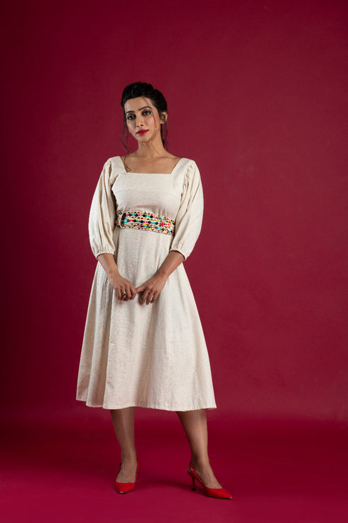 OFF WHITE A LINE DRESS WITH BELT