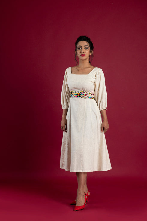 OFF WHITE A LINE DRESS WITH BELT