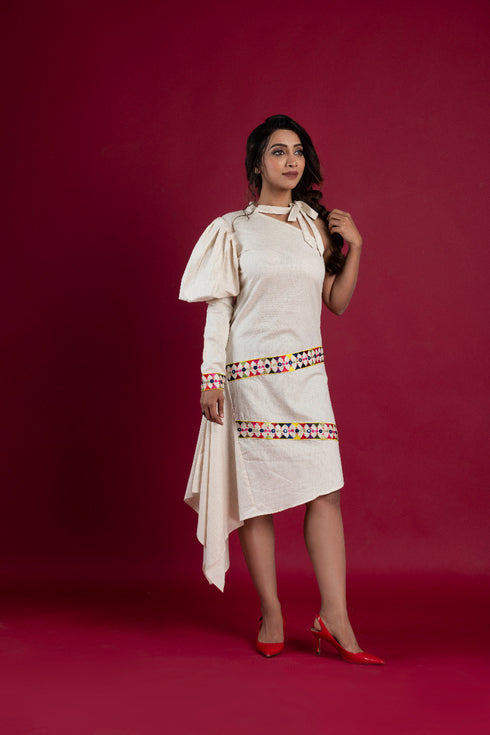 OFF WHITE ONE SHOULDER DRESS