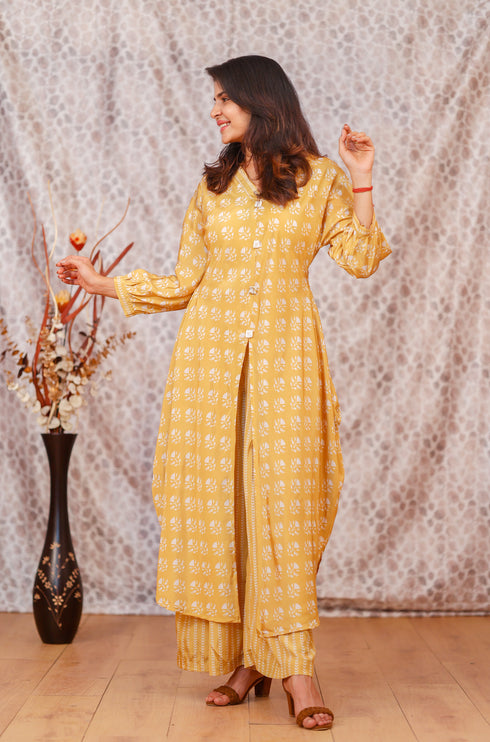 YELLOW SLIT COORD SET