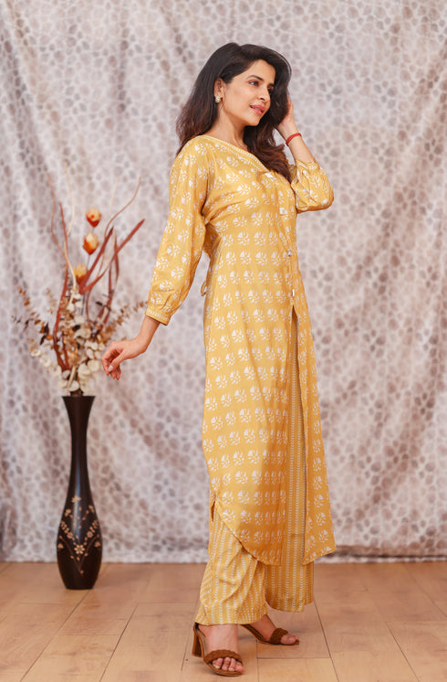 YELLOW SLIT COORD SET