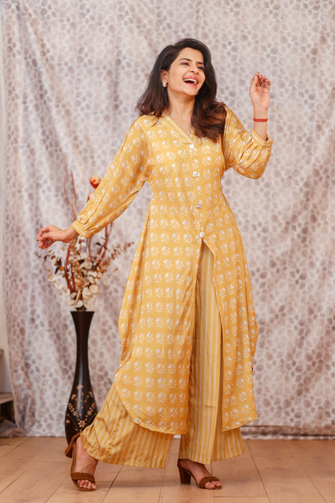 YELLOW SLIT COORD SET