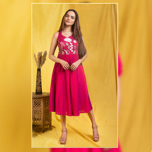 Beet Root Incut Women Dress , Front