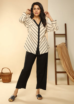 BLACK AND BEIGE COORD SET