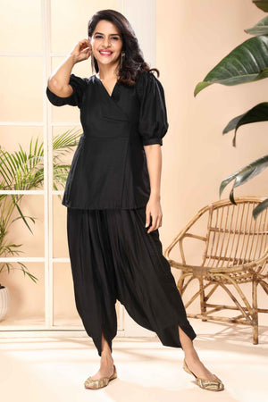 Black Dhoti/Top Women Dress , Front