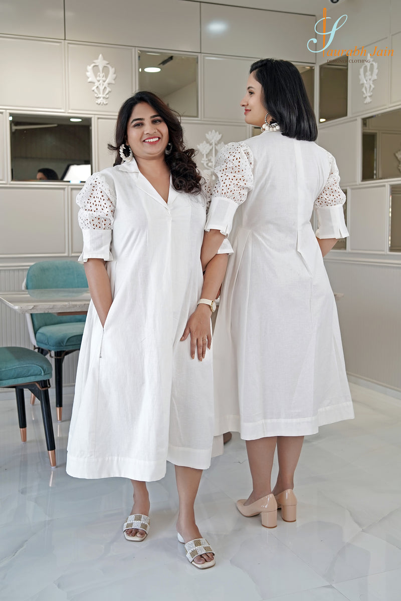 Get the Perfect White Hakoba Dress | Saurabh Jain World
