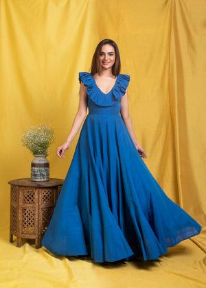 Blue Long Women  Gown, Front