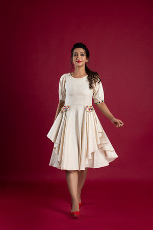 OFF WHITE FLAIR DRESS